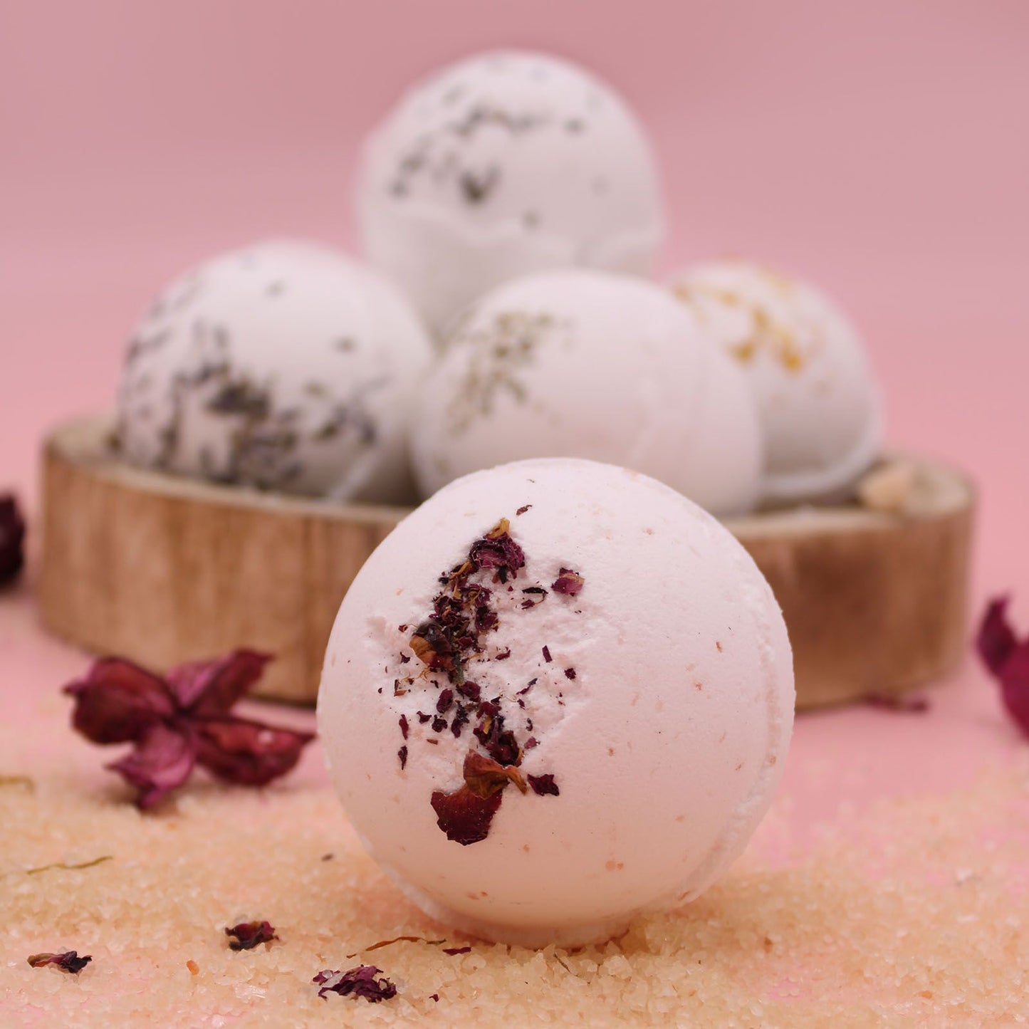 3 bombas de baño de sal del Himalaya sensuales (180g) – Ylang Ylang y aceite de coco para un baño de spa de lujo