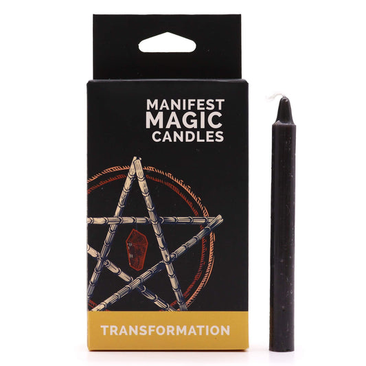 🖤 Manifest Magic Candles (Pack of 12) – Black | Grounding, Protection & Strength 🕯️