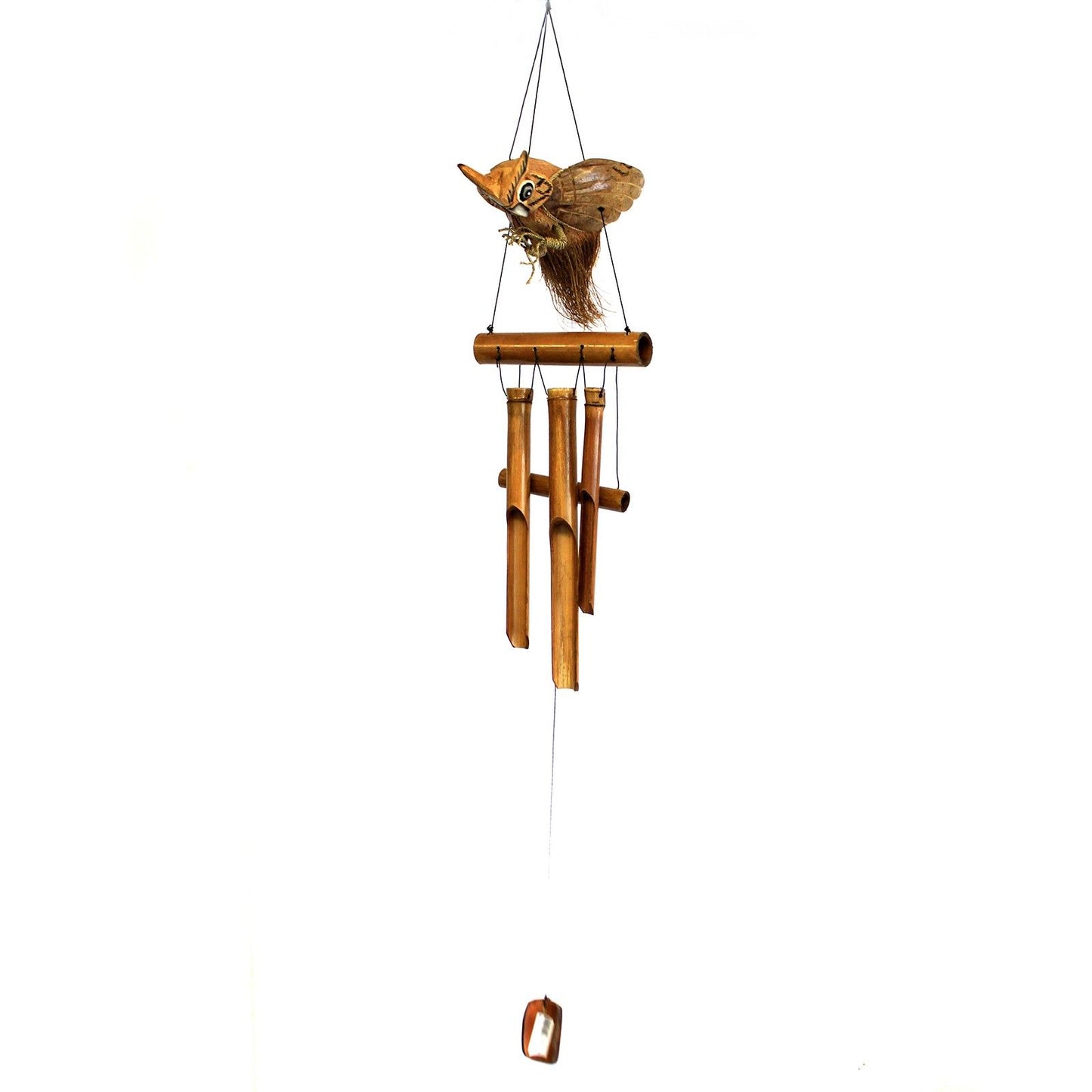 🦉 Coconut Owl Wind Chimes – Handmade Natural Garden Décor 🌿
