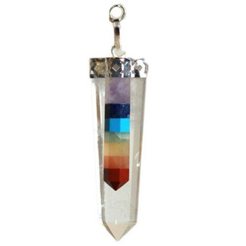 7 Chakra Crystal Dowsing Pendant – Thin Point Flat Pendulum for Healing, Reiki & Divination 🔮✨