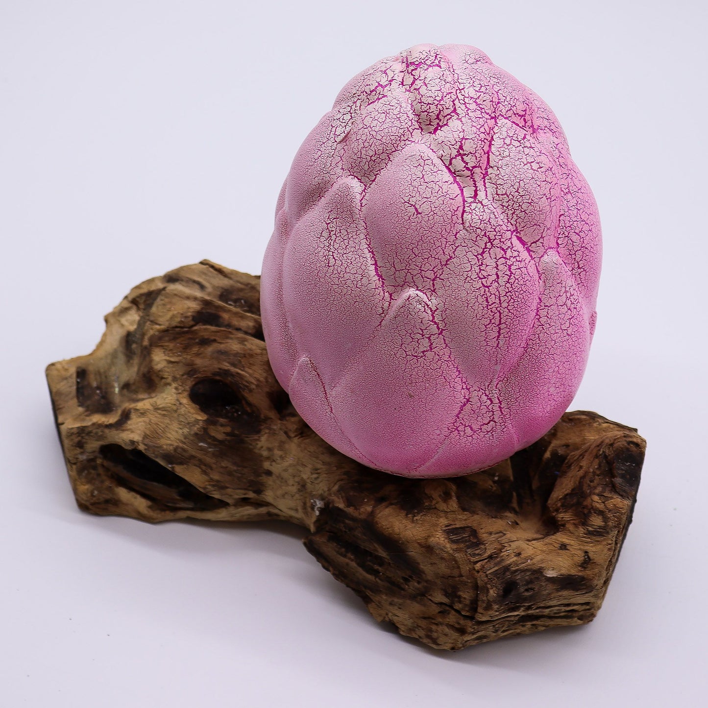 DriftGlow™ Lamp – Crackle Purple Lotus Flower Shade on Natural Driftwood Base 🌙💜