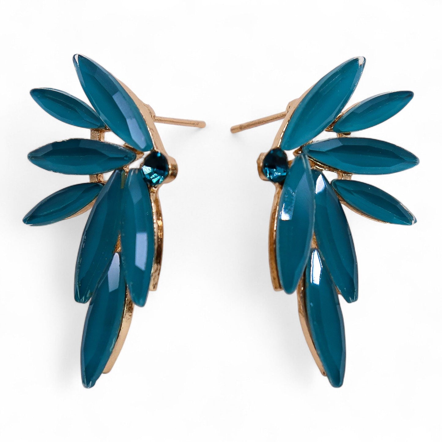Boucles d'oreilles Fées Vert sarcelle – Acier inoxydable et verre, Bijoux nature inspirés des dryades