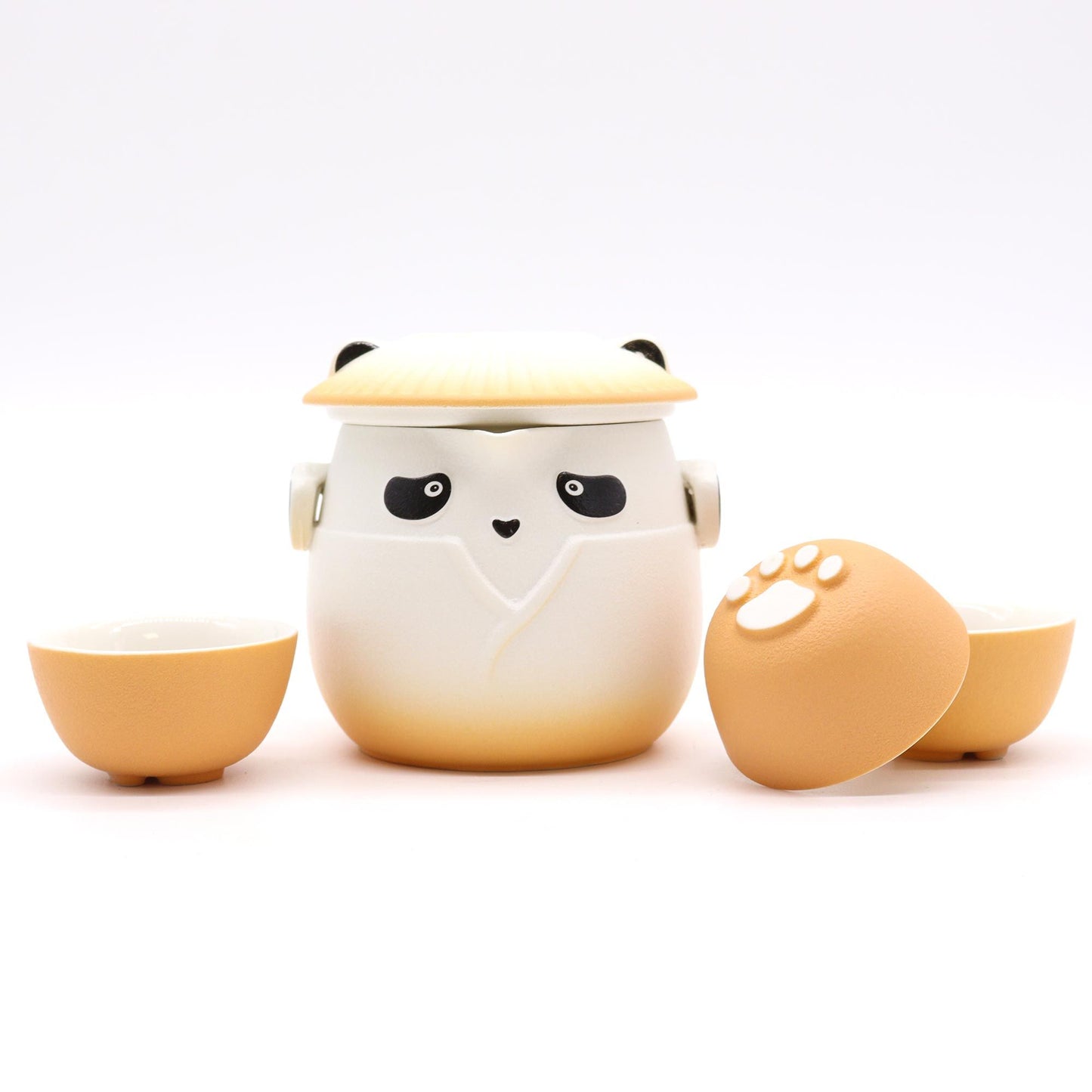 🧡 Orange Panda Teapot Set with 3 Cups – Cute Ceramic Tea Set with Carry Case 🐼🍵