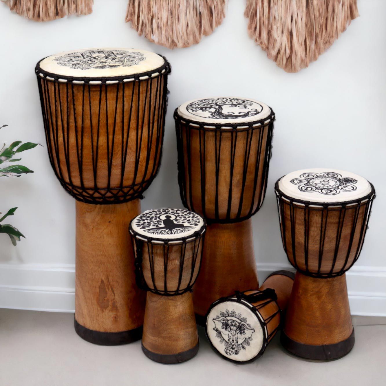 Wide Top Djembe Drum 25cm – Buddha Design Hand Drum (13cm Diameter)