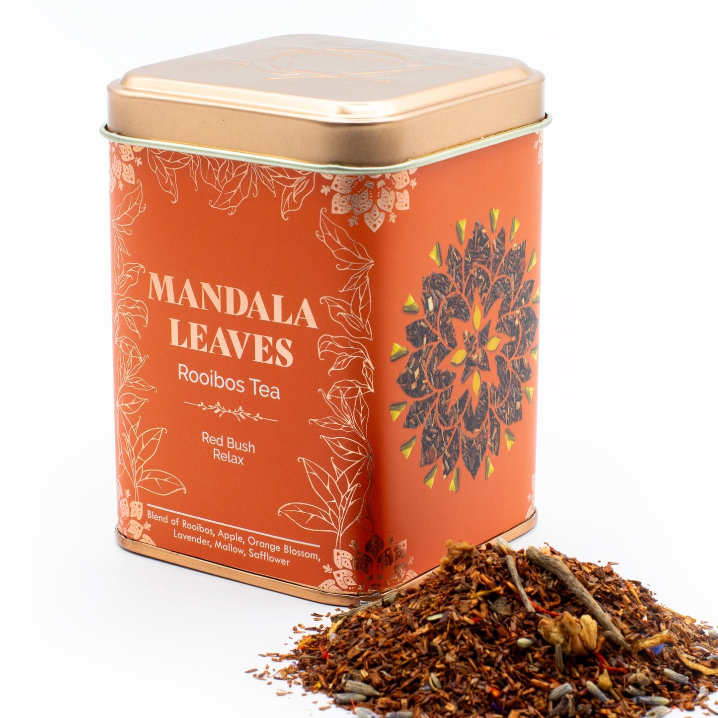 Red Bush Relax Tea Tin – Caffeine-Free Rooibos Infusion with Apple, Lavender & Orange Blossom