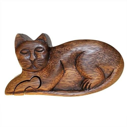 Bali Magic Box – Cat 🐱✨ | Handmade Sheesham Wood Puzzle Keepsake Box from Bali