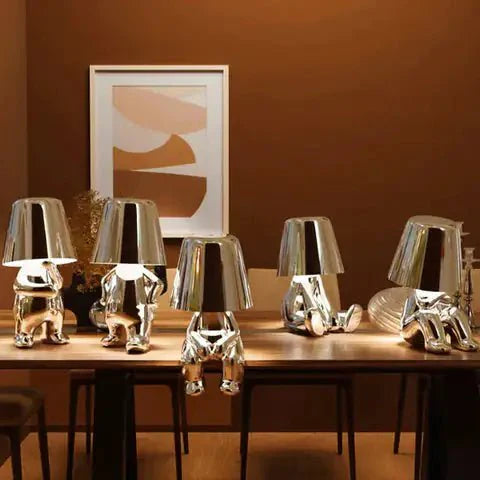 ✨ Bedside USB Chargeable Lamp – Thinker Silver Edition | Modern LED Desk Light for Home & Office ✨