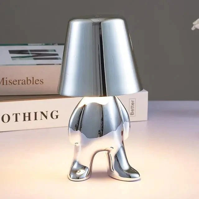 ✨ Bedside USB Chargeable Lamp – Thinker Silver Edition | Modern LED Desk Light for Home & Office ✨
