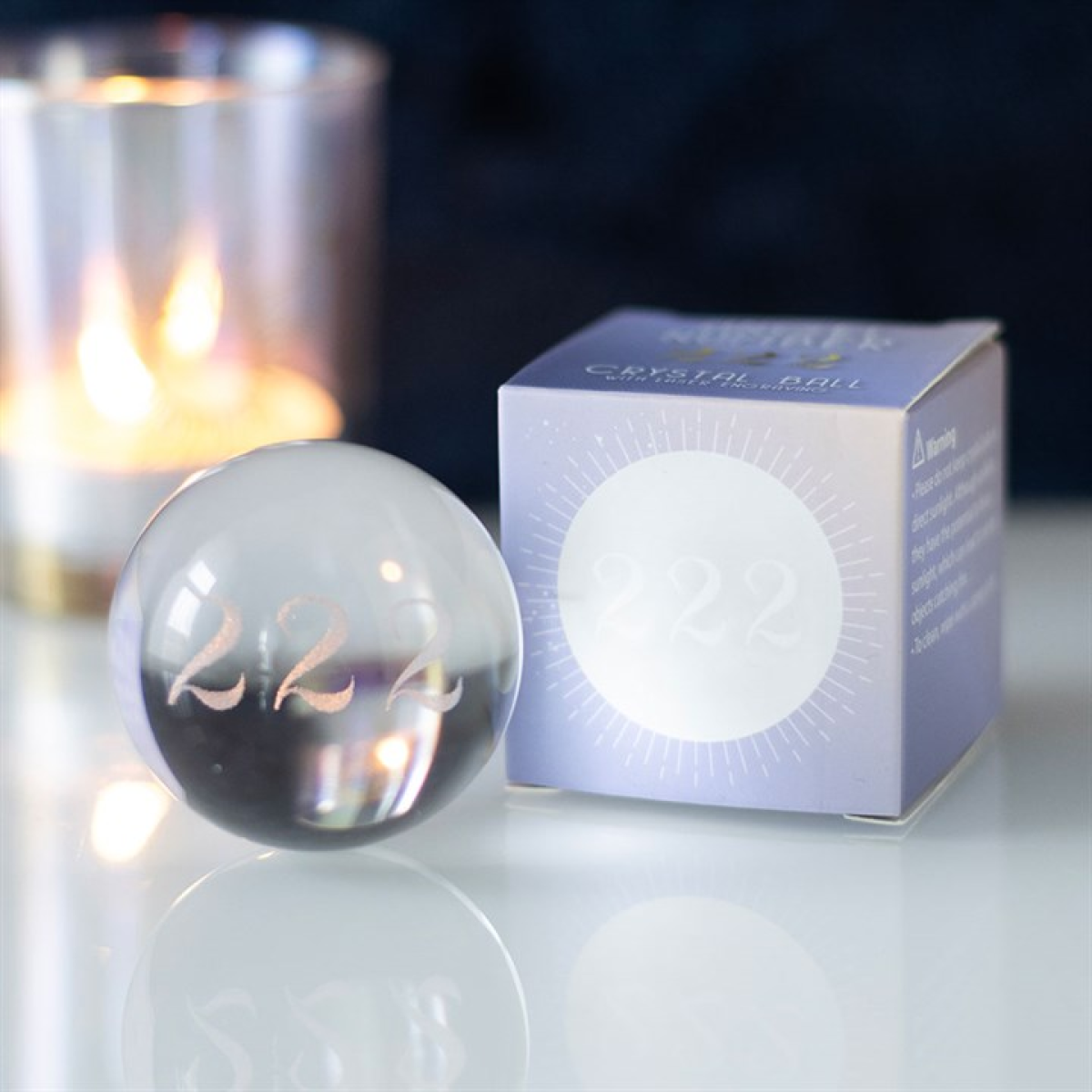 222 Angel Number Crystal Ball – Laser Engraved Glass Sphere for Manifestation & Divine Guidance 🔮✨