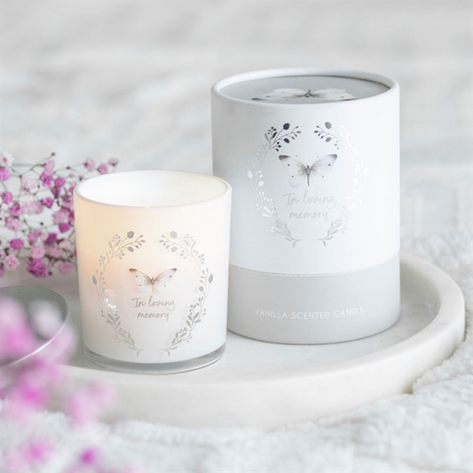 Bougie Vanille Papillon Blanc En Mémoire Affectueuse