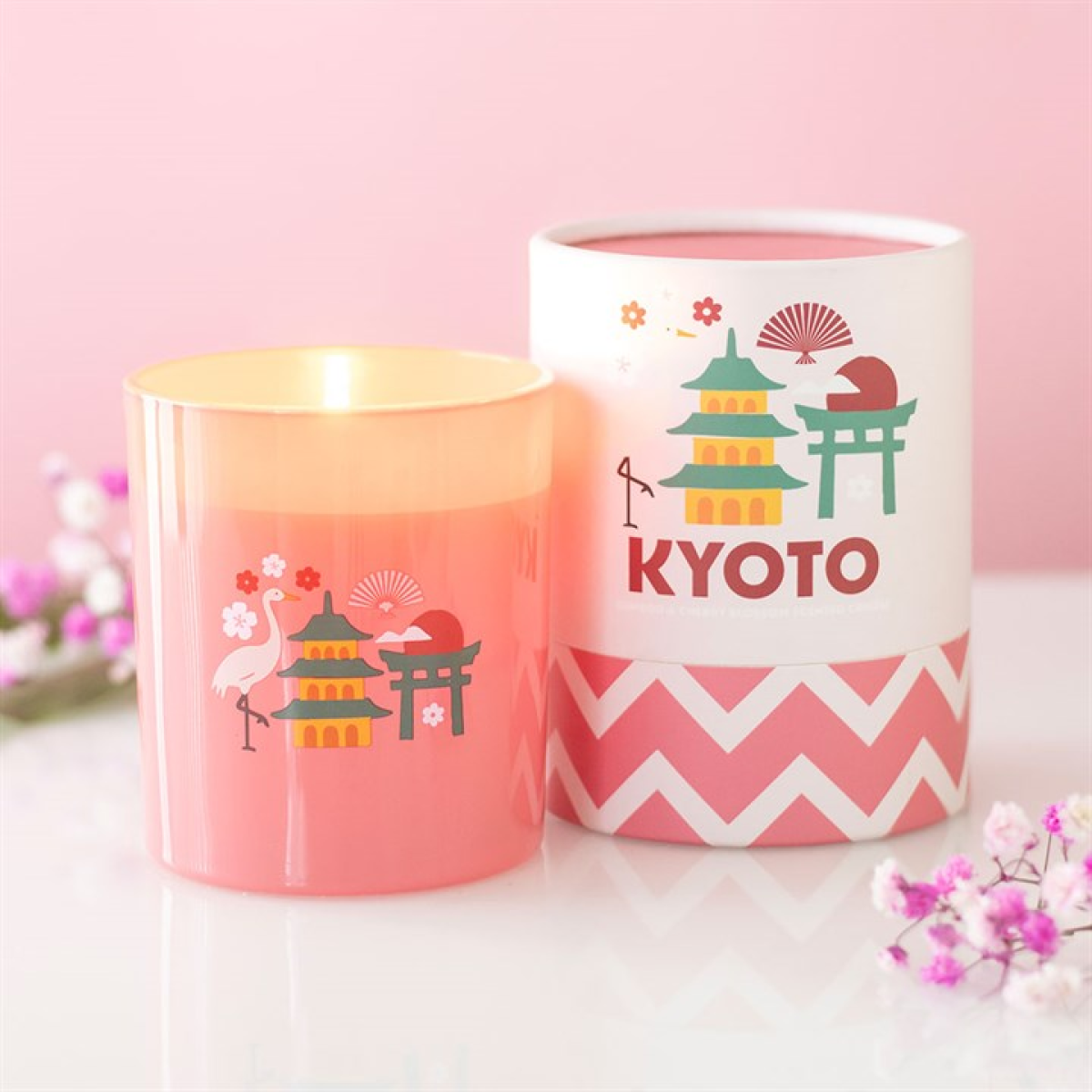 Kyoto Bamboo & Cherry Blossom Scented Candle – Tranquil Garden Home Fragrance Gift