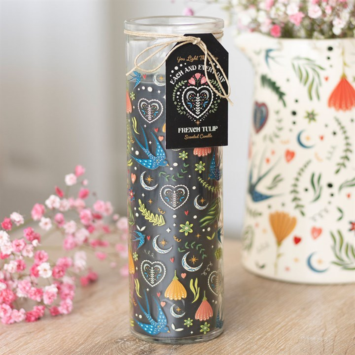 Bougie Tube Tulipe Française Imprimé Fleur de Minuit