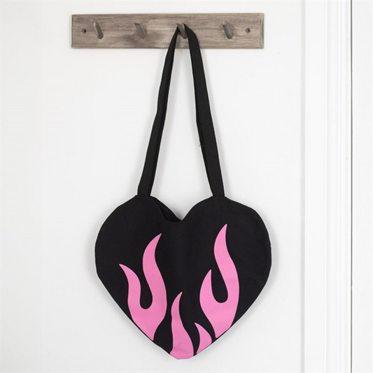 Sac fourre-tout Satin Burning Heart – Sac à bandoulière pop-punk léger en polyester