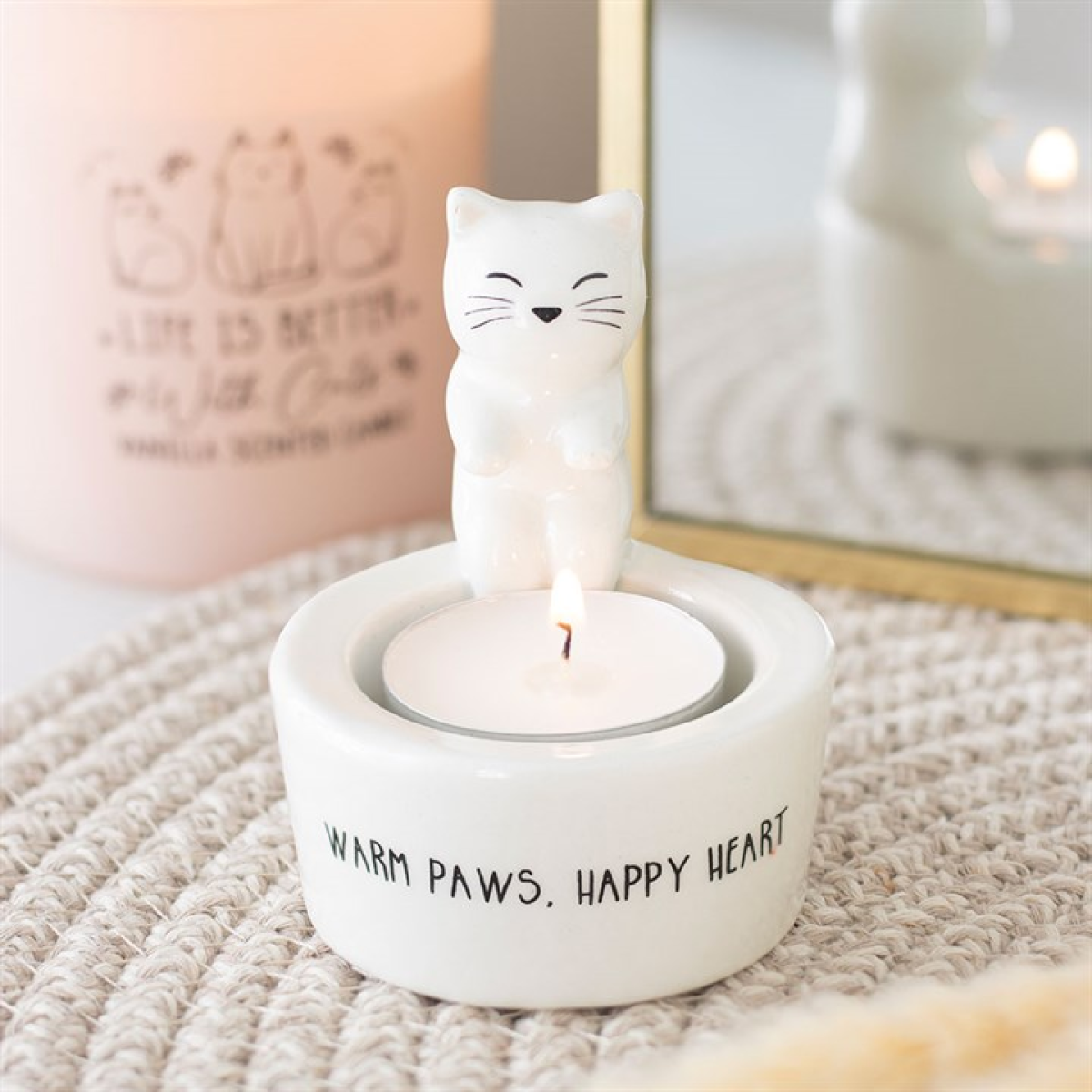 Warm Paws, Happy Hearts 🐾 Cat Tealight Holder