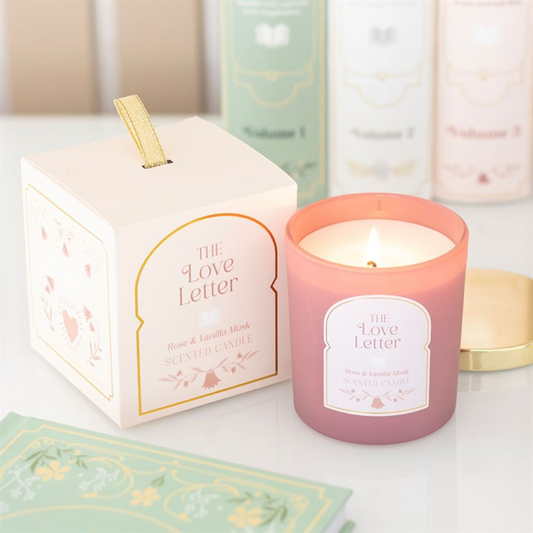 The Love Letter Rose & Vanilla Musk Candle – Cosy Romantic Reading Nook Gift 🕯️💌