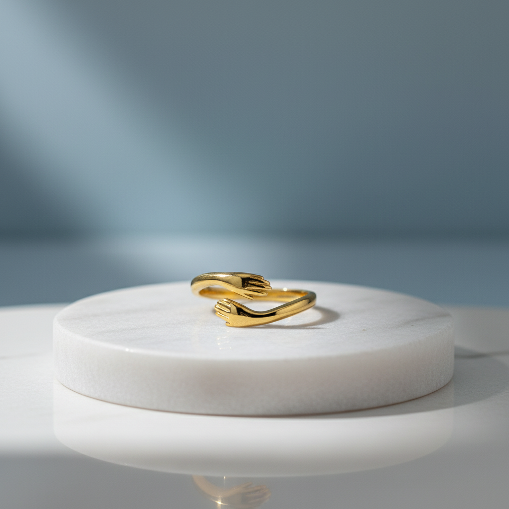 ✨ Ameya Adjustable 'Hug Ring' – 18k Gold Plated Sterling Silver | Timeless Love & Elegant Design ✨
